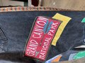 USA travel patchwork collage jeans