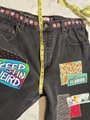 USA travel patchwork collage jeans