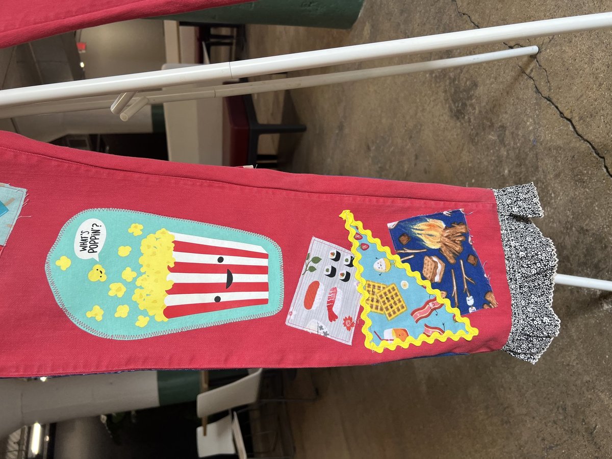 Funny food upcycled patchwork collage jeans
