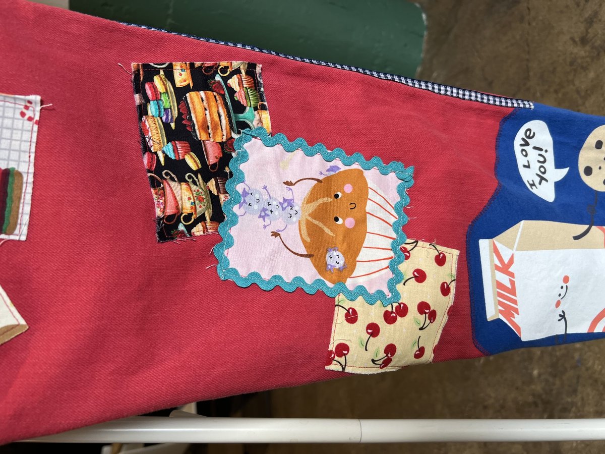 Funny food upcycled patchwork collage jeans