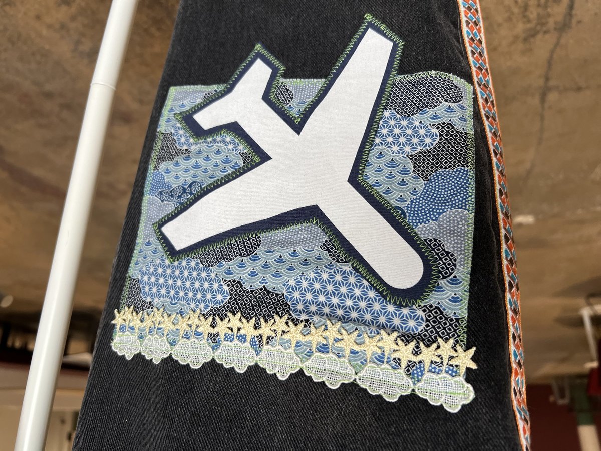 USA travel patchwork collage jeans