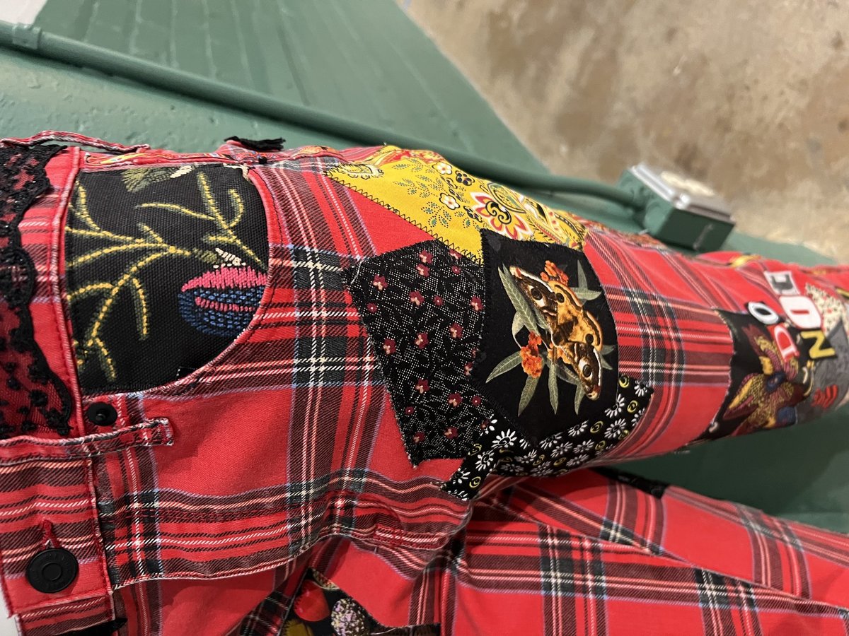 Red plaid fears patchwork upcycled pants