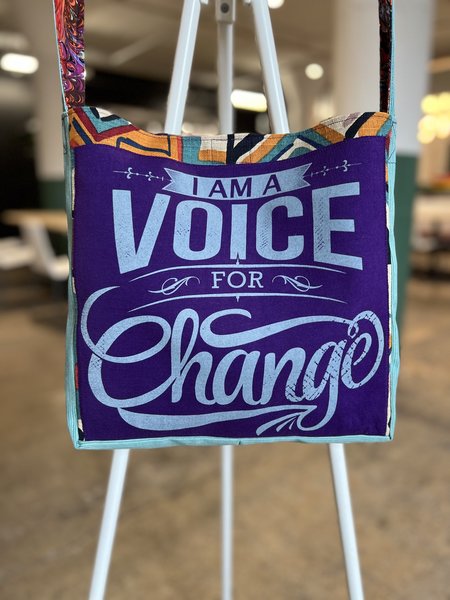 Voice for change Tshirt crossbody bag 