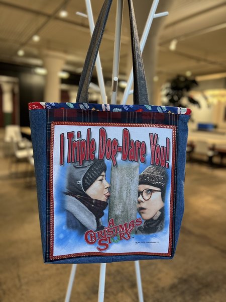 Christmas Story triple dog dare tshirt market bag