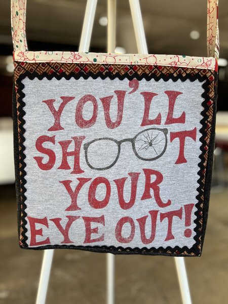 Christmas Story Tshirt crossbody bag gray black