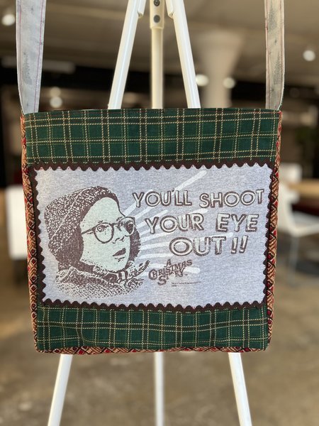 Christmas Story tshirt crossbody bag green plaid