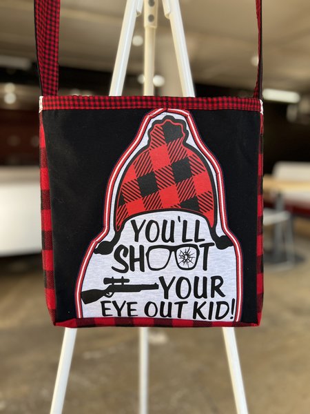 Christmas Story tshirt crossbody bag red plaid