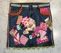 On La di Beatles patchwork upcycled Jean skirt