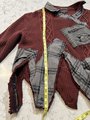 Burgundy patchwork and ragged sweater