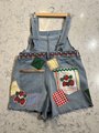 Strawberry collage overall shorts size women’s small