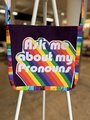 Ask about my pronouns tshirt crossbody bag
