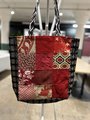 Burgundy and black scrap squares market bag