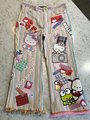 Hello kitty patchwork upcycled jeans