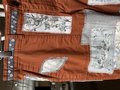 Gray and rust patchwork upcycled pants