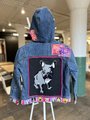 Puppy patchwork upcycled Jean jacket youth large