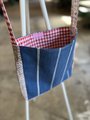Blue and flowers dog Tshirt crossbody bag 