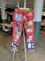 Funny food upcycled patchwork collage jeans