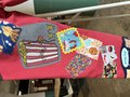 Funny food upcycled patchwork collage jeans