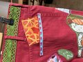 Funny food upcycled patchwork collage jeans