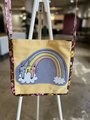 Rainbow unicorn cat tshirt crossbody bag 