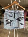 Sharks altered denim skirt