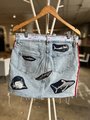 Sharks altered denim skirt