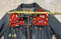 Sushi and rice custom upcycled patchwork jean jacket 