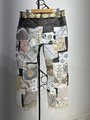 Embroidered patchwork linen pants