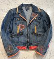 Butterfly patchwork collage Jean jacket