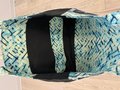 Owl tshirt market bag turquoise 