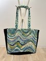 Owl tshirt market bag turquoise 
