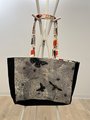 Owl tshirt market bag black and white