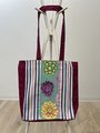 Flowers and striped scrap fabric market bag