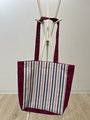 Flowers and striped scrap fabric market bag