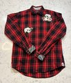 Skull and flowers altered flannel men’s M