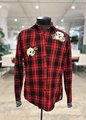 Skull and flowers altered flannel men’s M