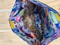 TARDIS tie dye Tshirt crossbody bag pink bursts