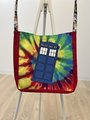 TARDIS tie dye tshirt crossbody bag red rainbow