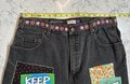 USA travel patchwork collage jeans