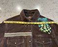 Demon Slayer tshirt patchwork upcycled brown corduroy jean jacket