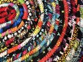 Black and bright scrap rope rug or table topper