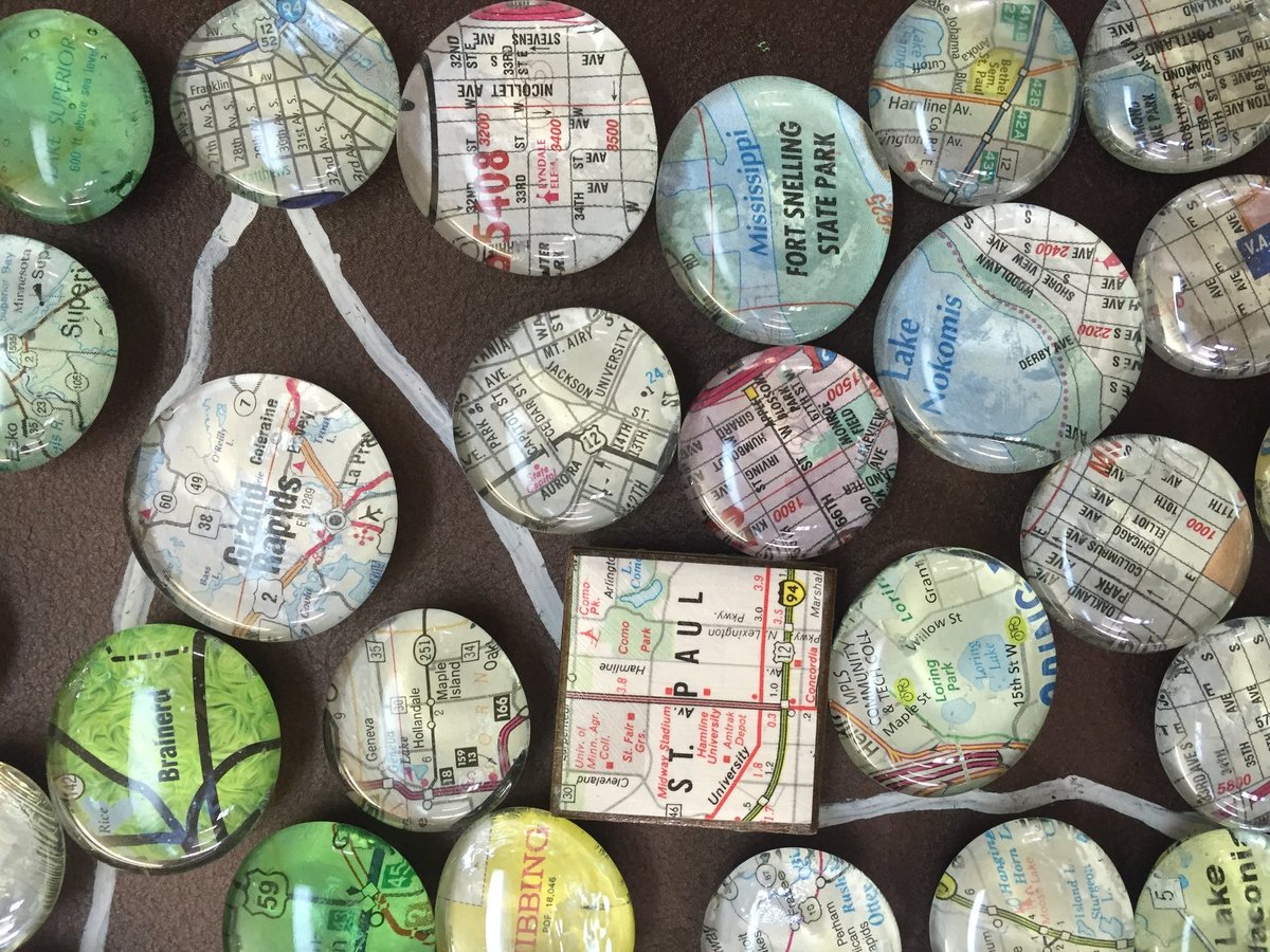 Upcycled map magnets one dozen
