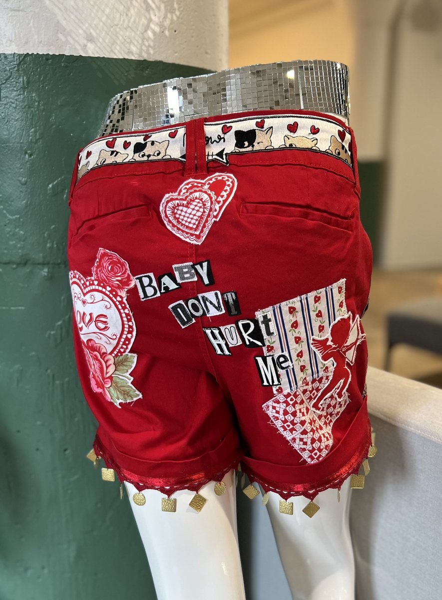 Cupid patchwork upcycled shorts