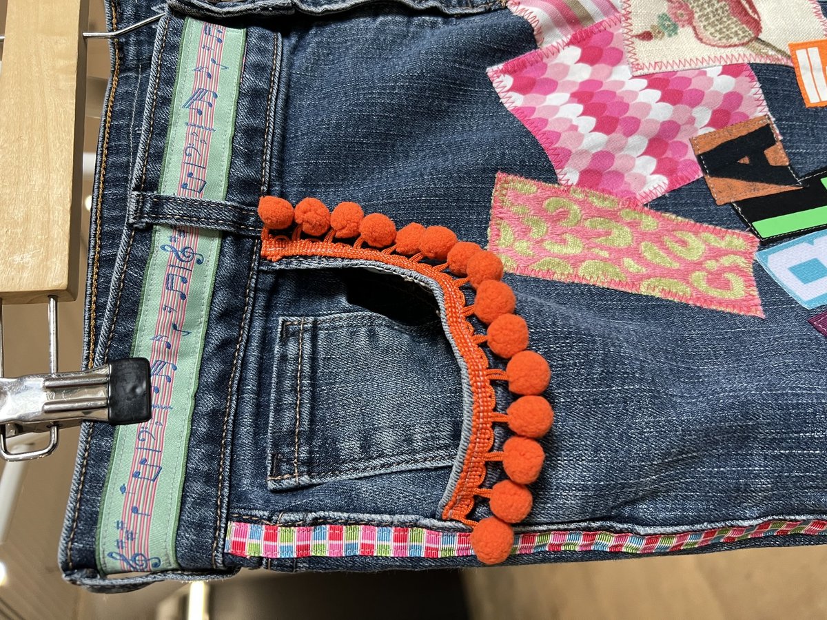 On La di Beatles patchwork upcycled Jean skirt