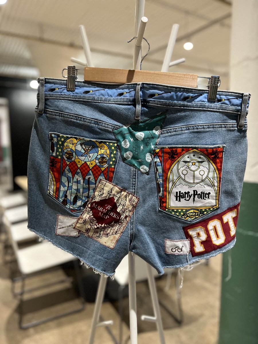 Harry Potter upcycled custom patchwork collage shorts 14