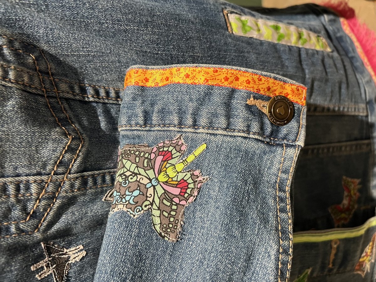 Animal collage patchwork upcycled Jean jacket. 