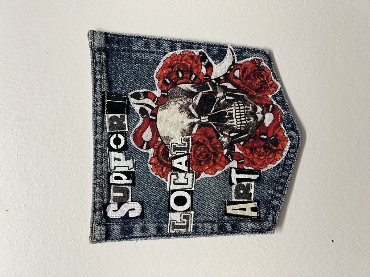 Support local art original collage patch