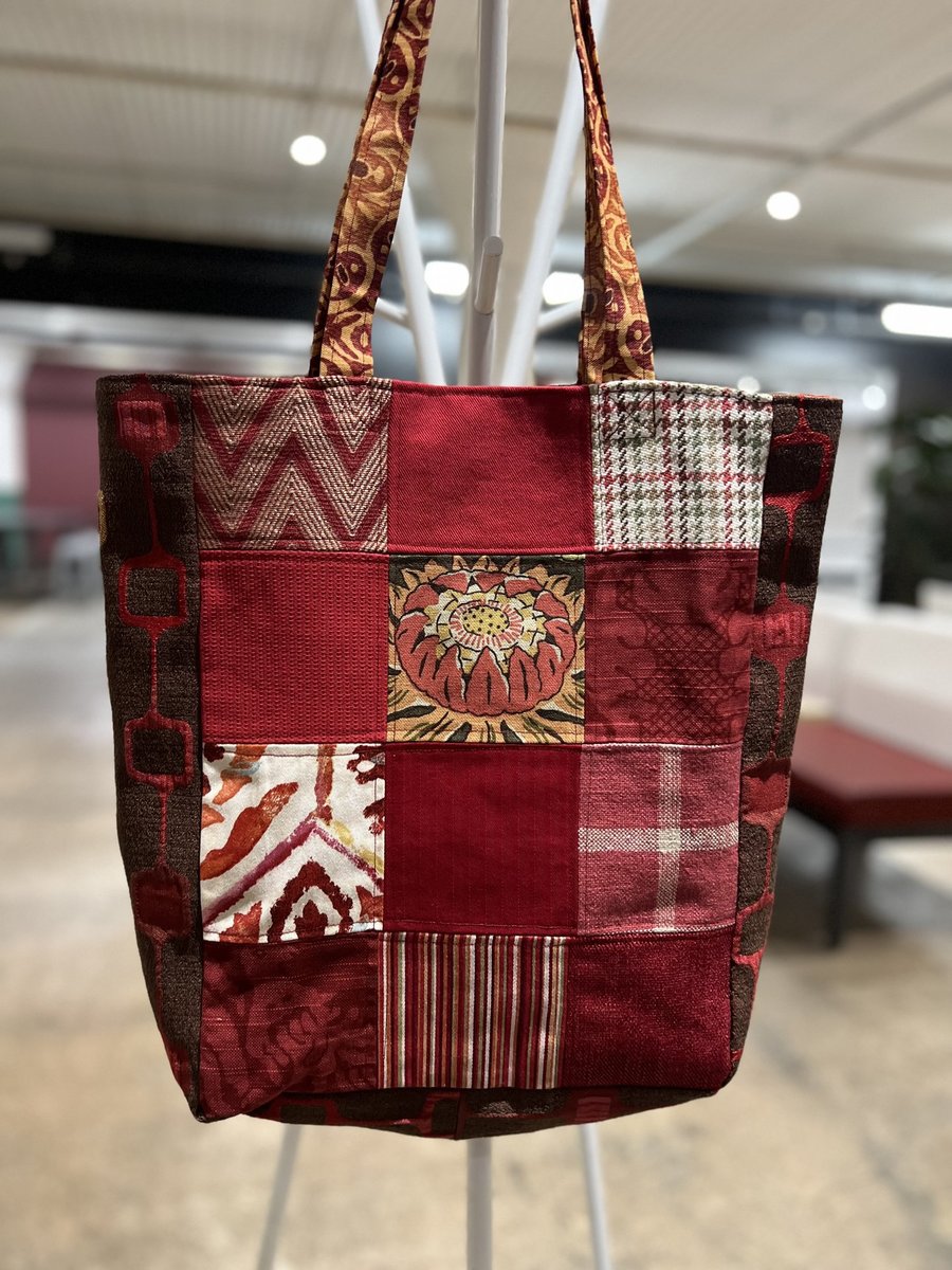 Burgundy scrap squares market bag