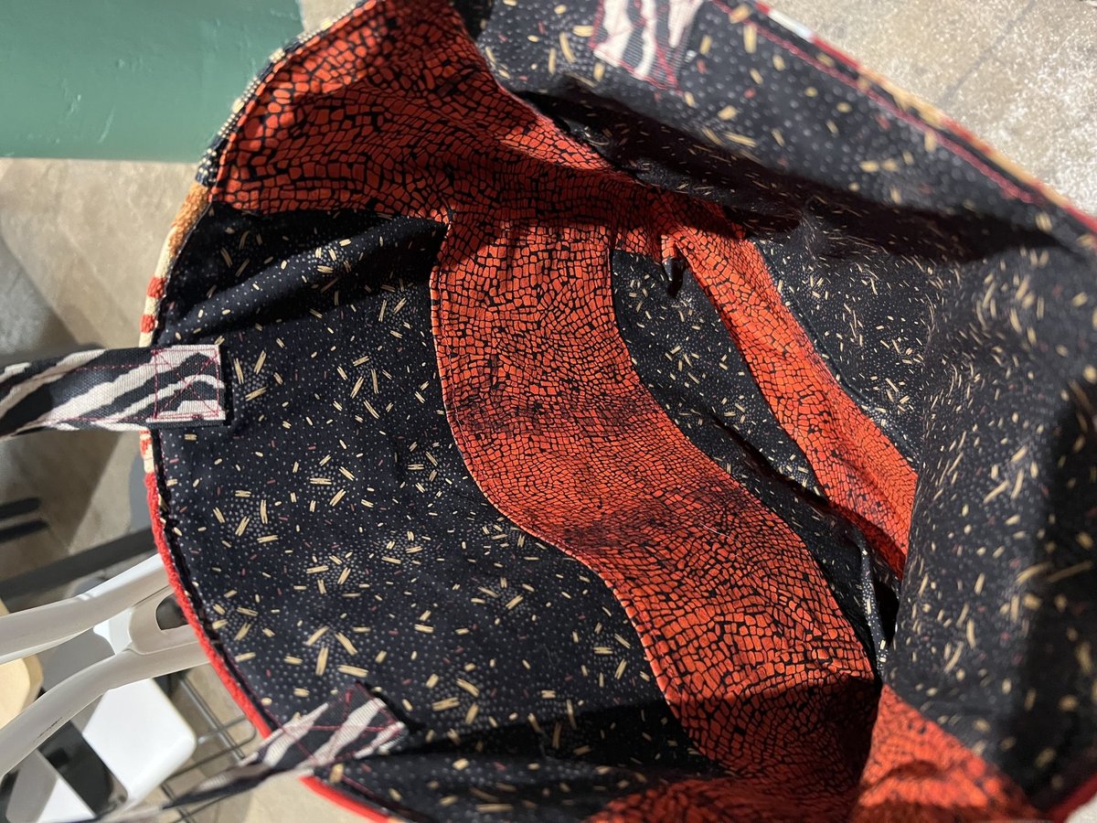 Burgundy and black scrap squares market bag
