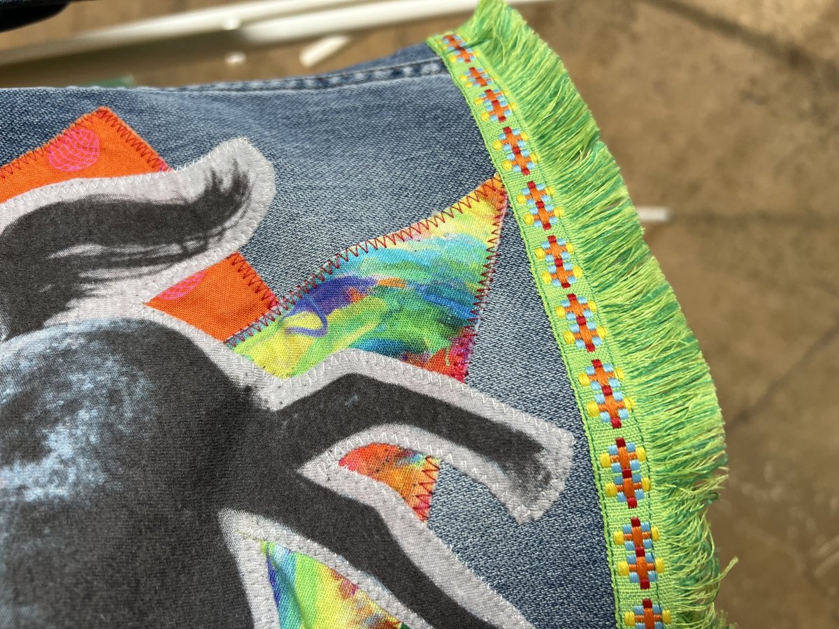 Unicorn I’m not for everyone upcycled custom collage shorts size 34”